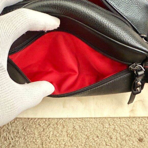 $1095 Auth. CHRISTIAN LOUBOUTIN Made in ITALY Unisex Black Leather Toiletry Bag - Picture 10 of 12